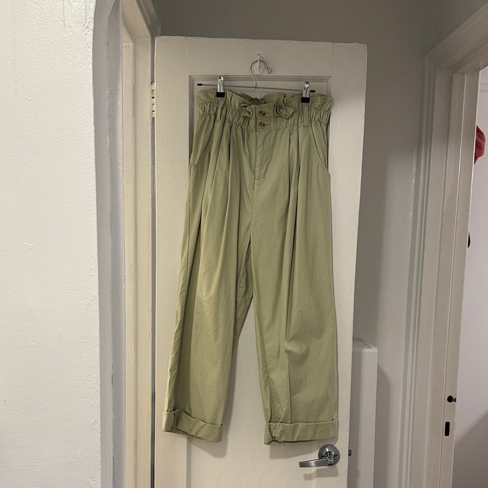 Oak + Fort - Mint/Sage Green Paperbag Pants